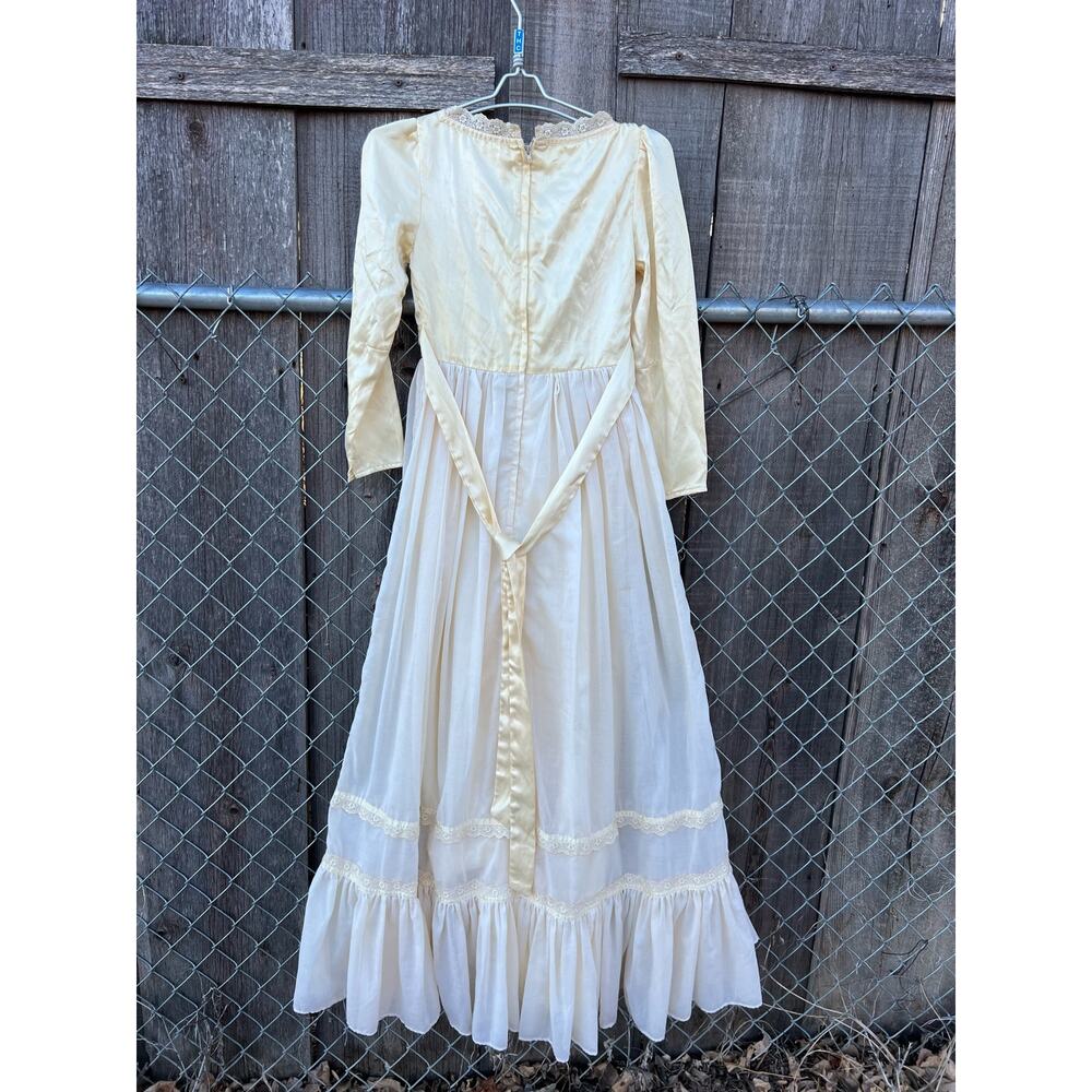 70s Gunne Sax Off White Romantic Victorian Prairie Wedding Dress Sleeves Size 5 - Picture 3 of 16